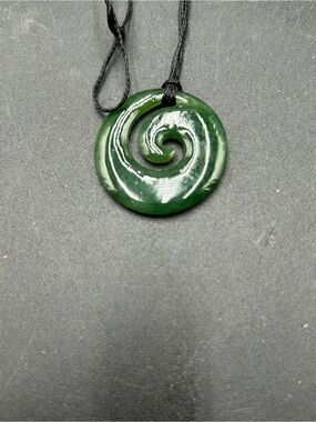Handcrafted Green Spiral Jade Pendant Necklace